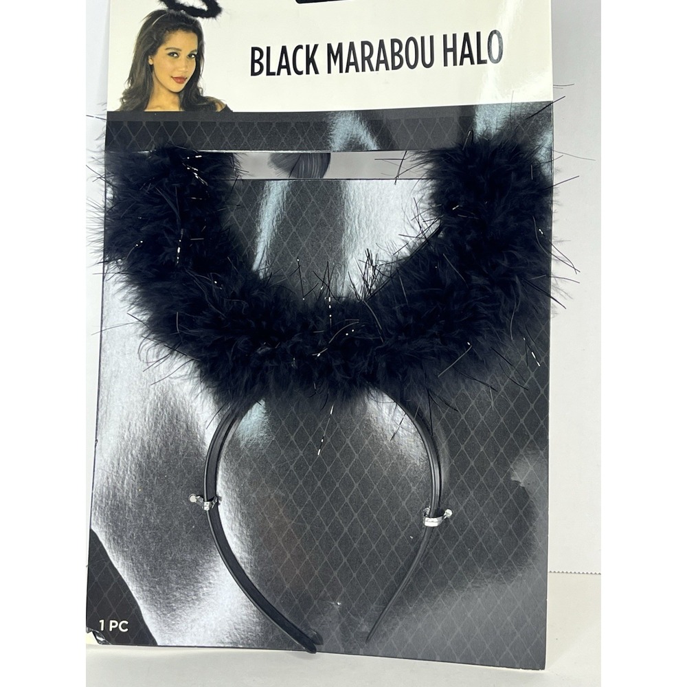 Black Marabou Boa Halo Dark Angel Headband